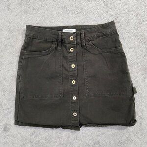 Good American Womens Olive Button-Front Denim Skirt Size 27